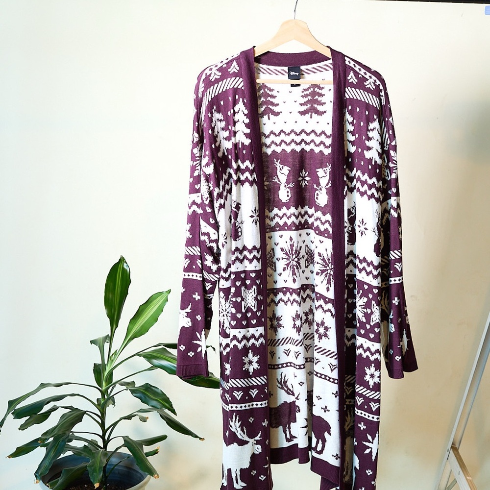 Disney Frozen Purple and White Cardigan Sweater